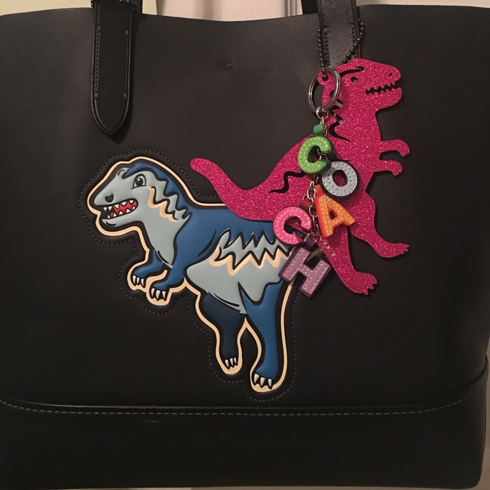 Coach Rexy Dinosaur sparkle hang tag key chain